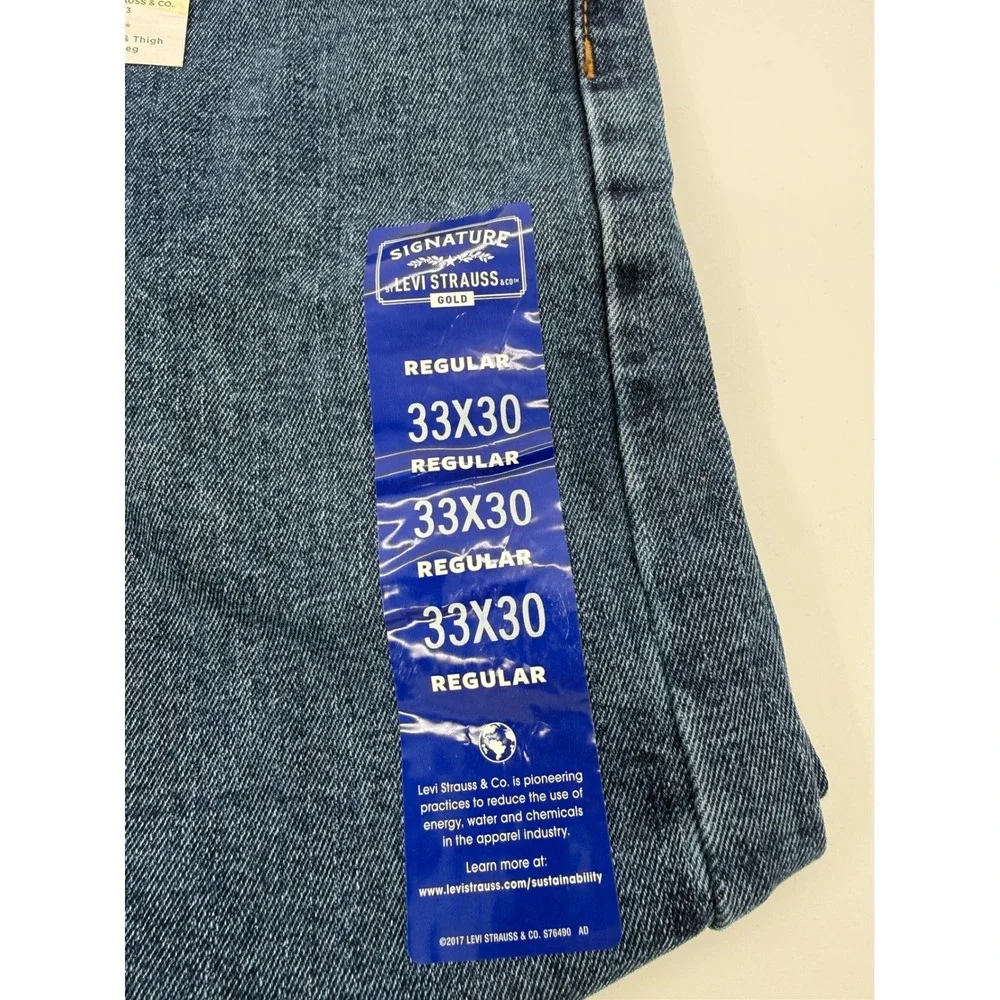Signature by Levi Strauss Gold Men Regular Fit Flex Performance Jeans 33x30 Blue